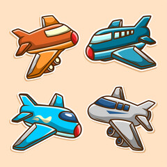 Cute plane sticker collection set