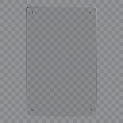 Vertical shaped glass frame in realistic style isolated on transparent background
