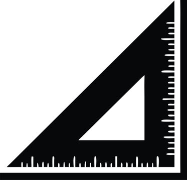 Black right angle ruler is visible on the plain white transparent background