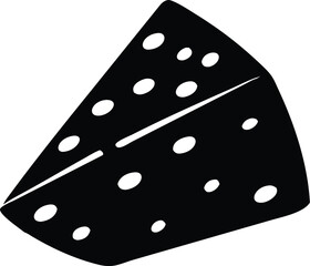Simple monochrome icon shows a wedge of cheese with holes on a transparent background