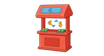 Currency Exchange Booth with Euro and Dollar Symbols