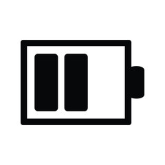 Battery Icon. Battery Illustration With Indicator Bars. Battery Charged Two Bars Towards Full.