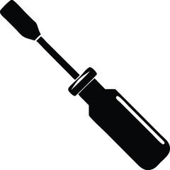 Fototapeta premium Isolated black screwdriver icon features a solid handle and a transparent background