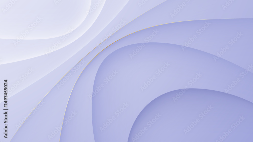 Canvas Prints elegant light purple and white abstract background with smooth curves and golden line