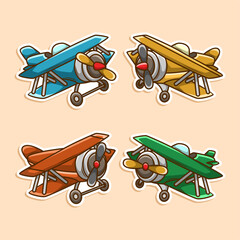 Plane sticker automobile collection set. cartoon hand draw style