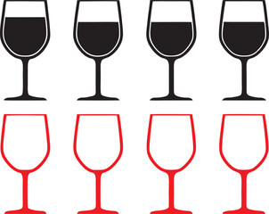 Colorful Wine Glass Silhouettes – Vector Icon Set

