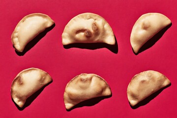 Pastries arranged on a vivid surface