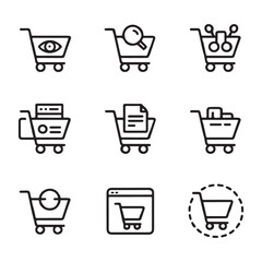 View Shopping Cart Icons Set. Shopping Cart Icons Representing Different E-commerce Stages
