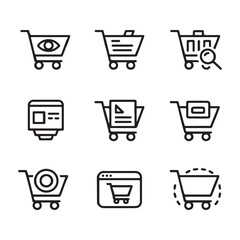 View Shopping Cart Icons Set. Shopping Cart Icons Representing Different E-commerce Stages
