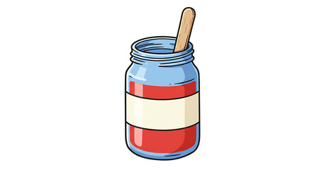 Jar with stick and red liquid