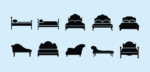 Collection of Classic Bed and Chaise Lounge Silhouettes