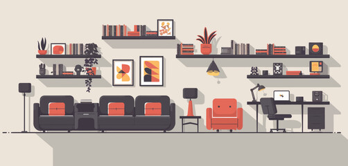 Modern Home Office Interior Design with Stylish Furniture and Decor