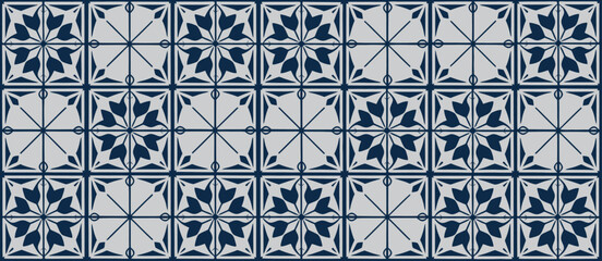 Seamless Blue and Gray Geometric Tile Pattern Background