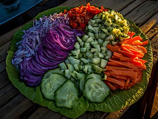 Fototapeta premium Lettuce Wraps with Chopped Vegetables and a Spicy Vinaigrette