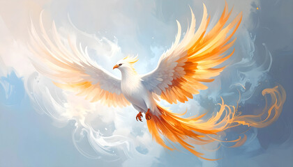 Obraz premium Mythical Phoenix Bird Flying in the Sky