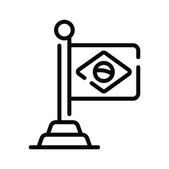 Linear style icon representing the brazil flag waving