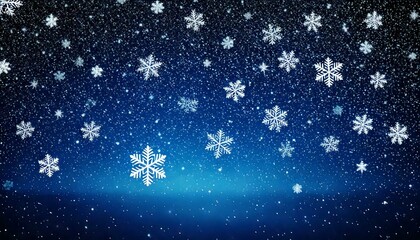 Beautiful winter background image with snowflakes falling on a dark blue night sky. Perfect for Christmas or winter themes.