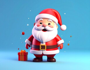 Adorable 3D rendered Santa Claus, perfect for Christmas cards, websites, and festive designs.