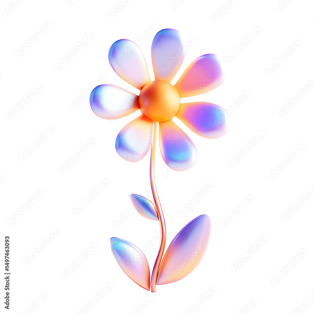 Poster a 3d of a delicate blooming flower with soft vibrant pastel colors and a bright glowing effect again