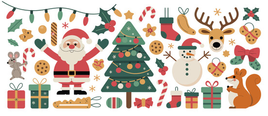 Cute Christmas Characters and Festive Elements Collection