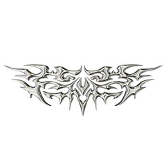 Tribal chrome shape 3D render on transparent background