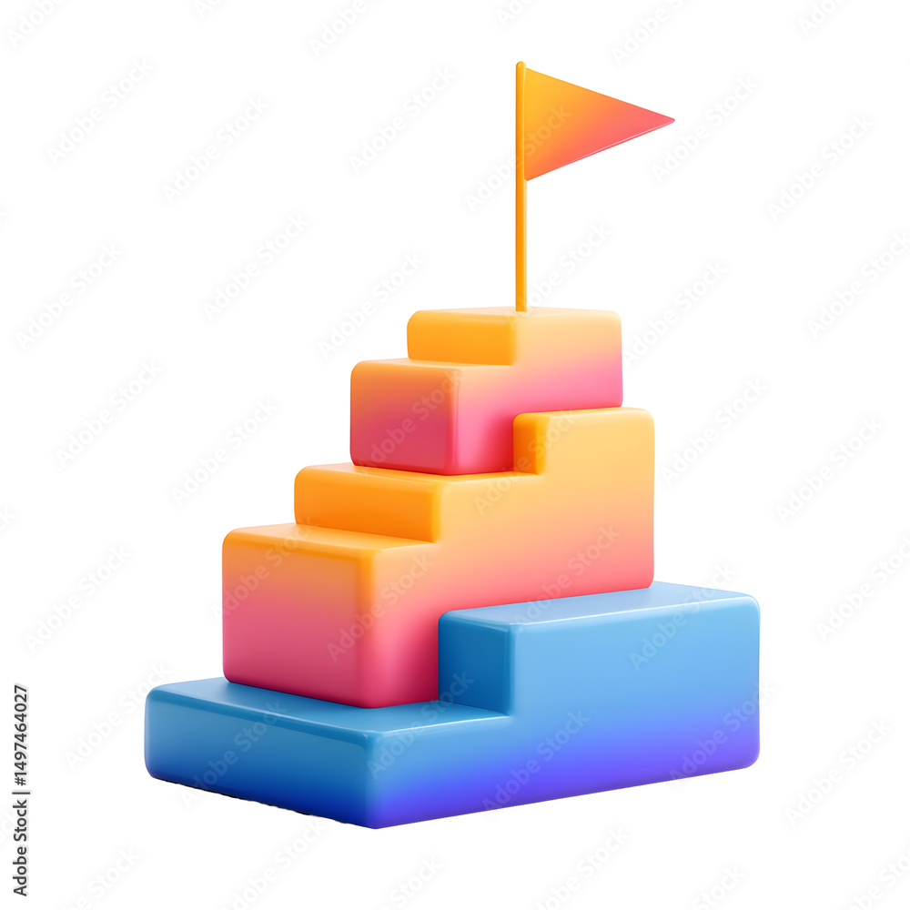 Aufkleber bright modern podium composed of vibrant gradient colored cubes arranged in a staircase formation wi