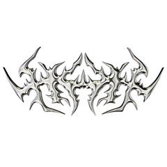Tribal chrome shape 3D render on transparent background