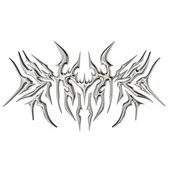 Tribal chrome shape 3D render on transparent background