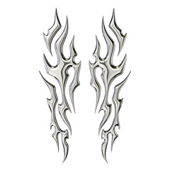 Tribal chrome shape 3D render on transparent background