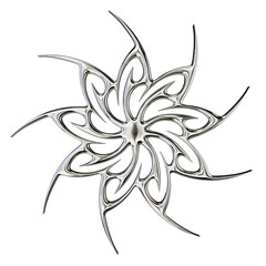 Tribal chrome shape 3D render on transparent background