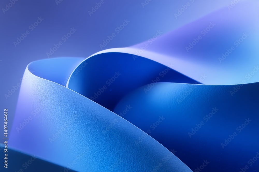 Aufkleber Flowing blue curves create a serene background with smooth gradients and delicate textures in modern design