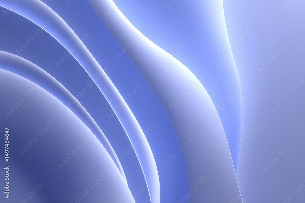 Poster Fluid shapes create a calming atmosphere with soft lighting in a blue-toned abstract design