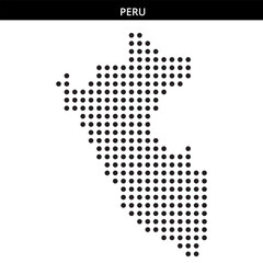 Fototapeta premium Map outline of Peru created with dots