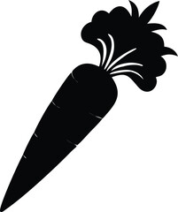 A bold black silhouette reveals a carrot on a transparent backdrop wonderfully