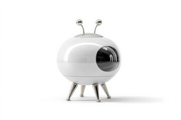 Fototapeta premium Modern retro-style television design showcases sleek curves and chromatic elements, emphasizing contemporary aesthetics and functionality