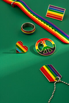 LGBT Badge accessory on a colored background