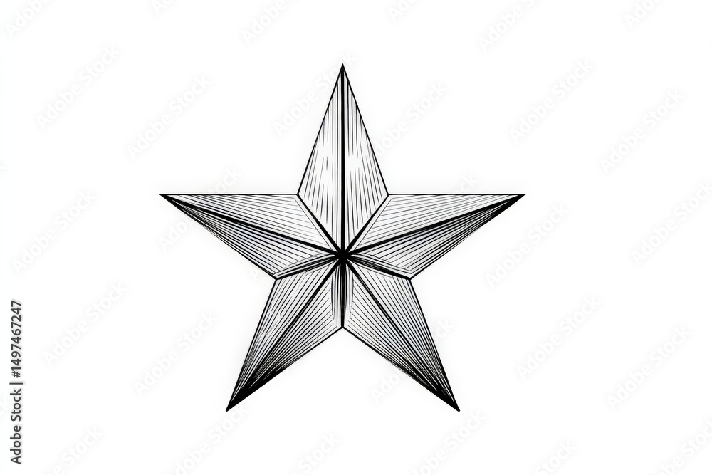 Poster Decorative five-pointed star design with intricate line patterns suitable for art and craft projects