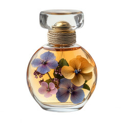 Buy floral perfume bottle with flowers inside unique fragrance for women on transparent background