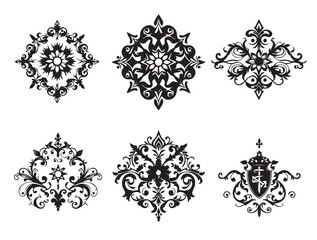 A set of elements, symbols, ornaments, mandalas. Hand drawn vector illustration