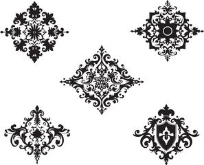 A set of elements, symbols, ornaments, mandalas. Hand drawn vector illustration