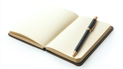 Notebook and pen set isolated on white background
