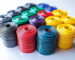 Colorful coiled wires arranged in a circular pattern