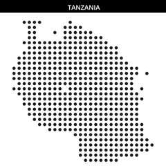 Map silhouette of Tanzania in black dots