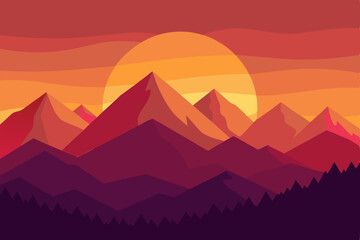sunset in mountains