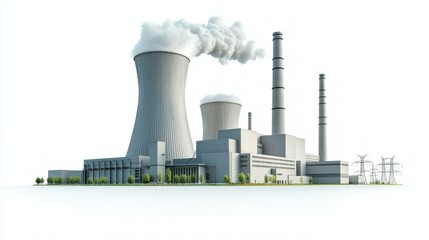Nuclear power plant isolated on white background
