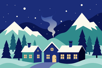 winter landscape with houses