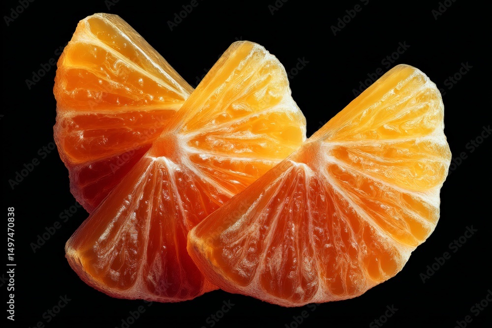 Poster fresh citrus slices showcase vibrant colors and textures against a dark background