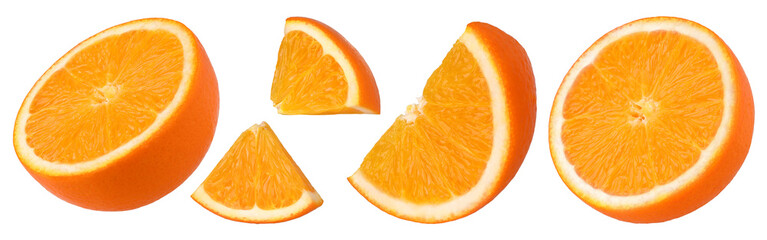 Orange slices and half isolated, transparent PNG, PNG format, Collection