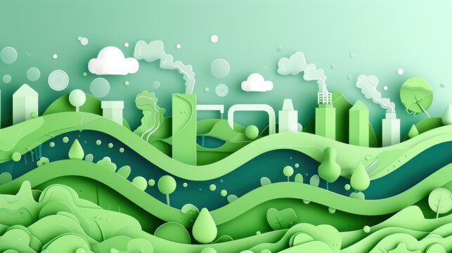 Paper Art Depicting Environmental Pollution and Green Solutions