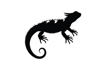 Fototapeta premium simple and unobtrusive Horned lizard vector silhouette illustration isolated in white background